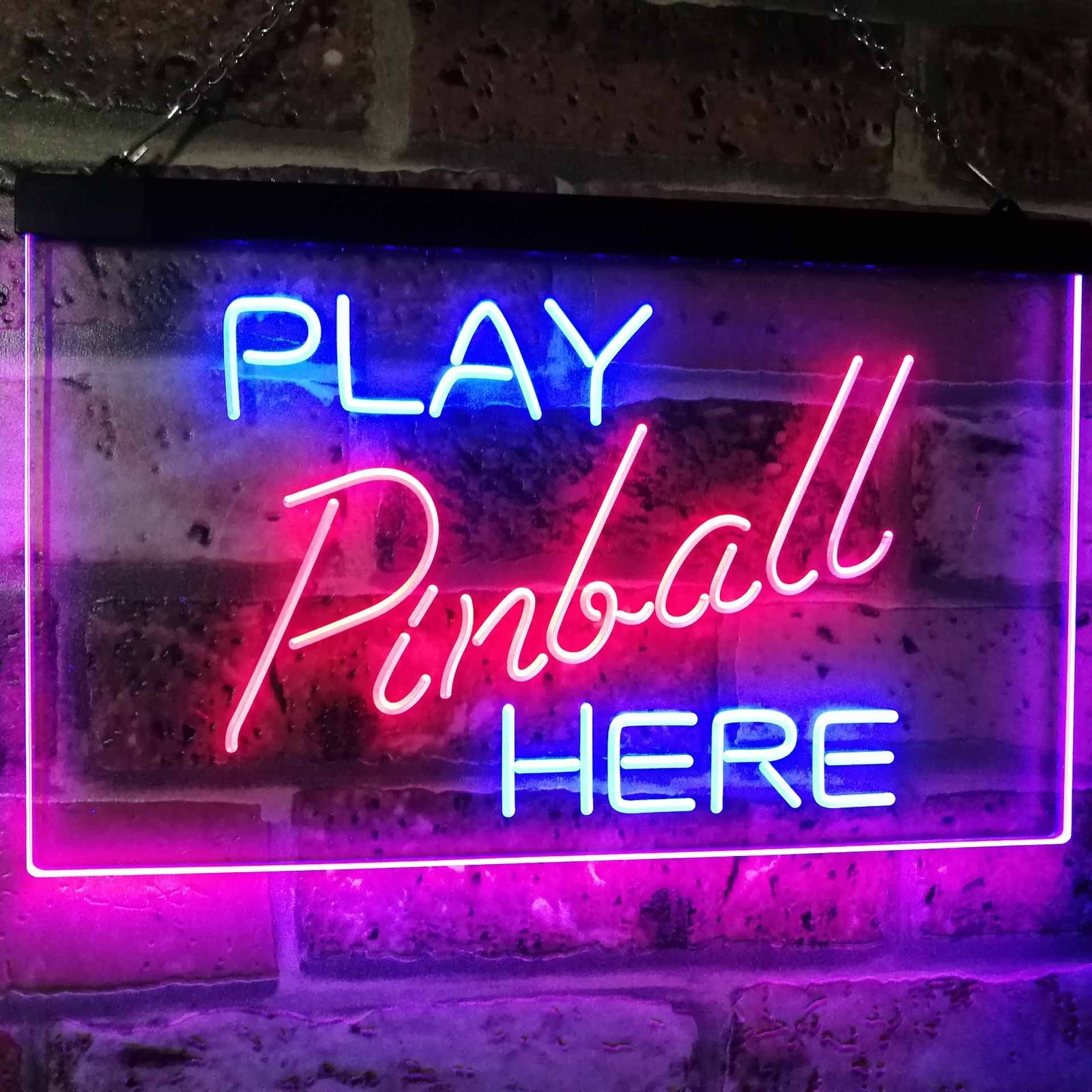 Pinball Room Play Here Game Dual Color Led Neon Sign